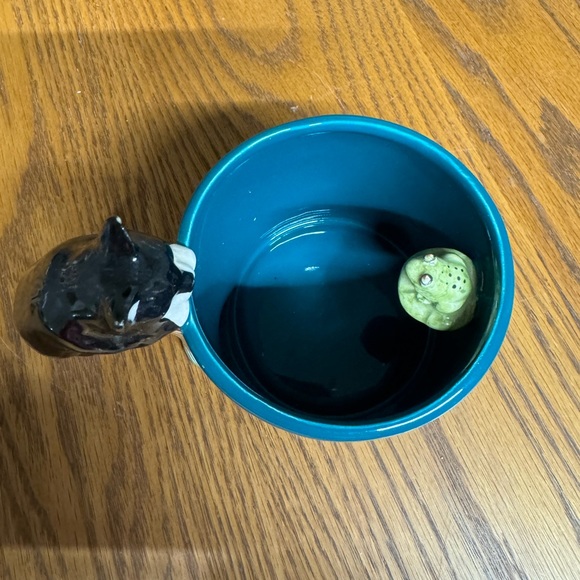 Bergschrund Seattle Teal Mug Tuxedo Cat Handle Green Frog 3D Design c. 1991 - Picture 5 of 5